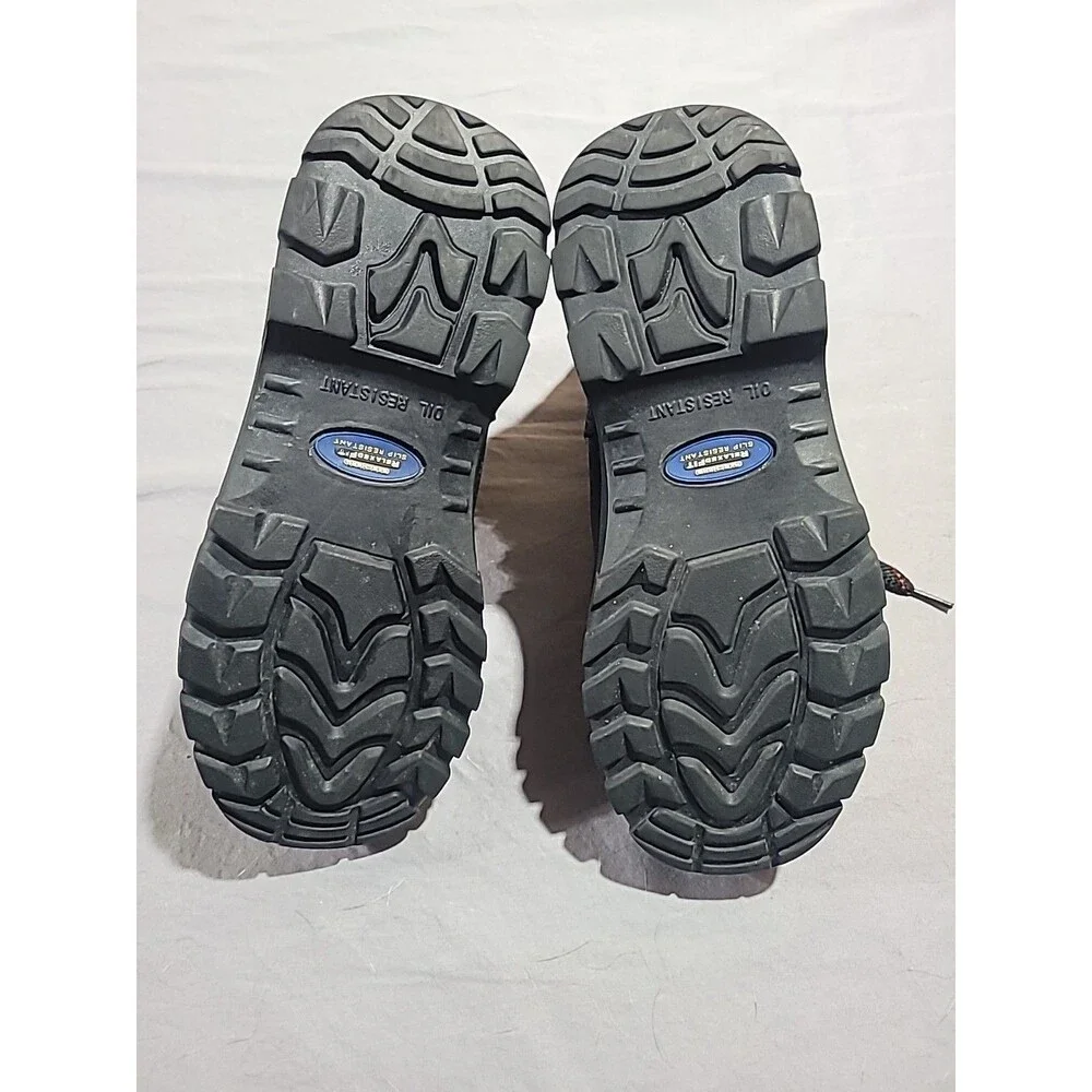 Skechers Relaxed Fit Steel Toe Black Leather Boots Men Size 9.5 Model 77009
